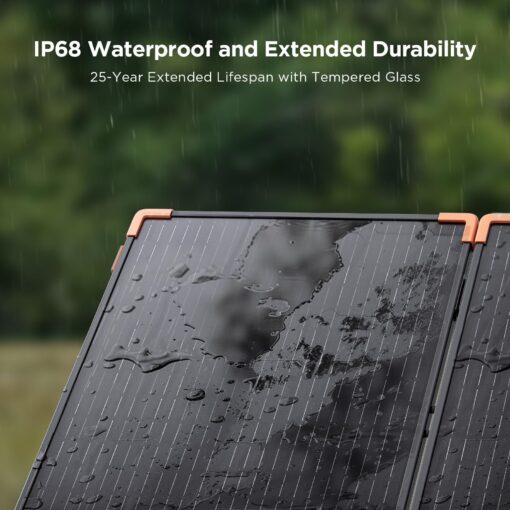 ZOUPW 100 Watt Portable Solar Panel with 20A PWM Controller,Camping Essentials,100W Foldable Solar Panel Kit for Power Station & 12V Batteries,23.5% High Efficiency IP68 Waterproof for RV Camping - Image 4