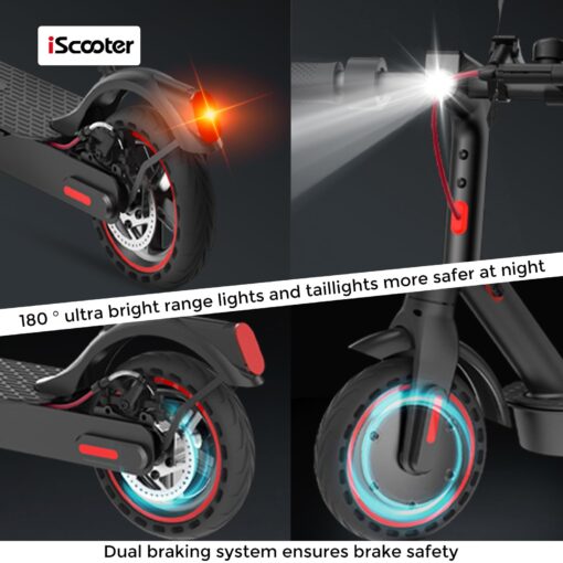 iScooter i9 Electric Scooter Adults and Teenages, 19 MPH, 18 Miles Range, 8.5'' Solid Tires, 350W Foldable and Cruise Control Escooter with Double Braking System and APP - Image 6