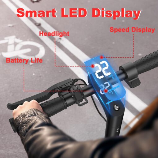 Electric Scooter, 8.5" /10“Tire, 16/19/22Mph Top Speed, 12/22/28 Miles Long Range, Folding Escooter for Adults and Teens with Dual Braking,Dual Suspension, App - Image 4