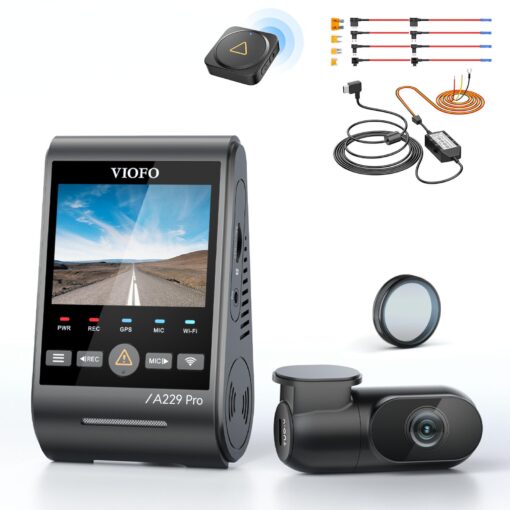 【Bundle: VIOFO A229 Pro 2CH + Remote Control + Hardwire Kit with 8pcs Fuse Tap】 4K HDR Dash Cam, Dual STARVIS 2 IMX678 IMX675, 4K+2K Front and Rear Car Camera, 2 Channel with HDR, 5GHz Wi-Fi