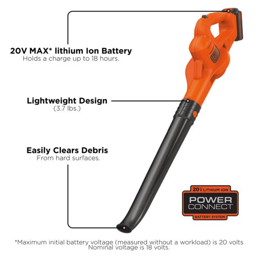 BLACK+DECKER 20V MAX Cordless Pole Hedge Trimmer, 18-Inch (LPHT120) & 20V Max Lithium Sweeper (LSW221) - Image 3