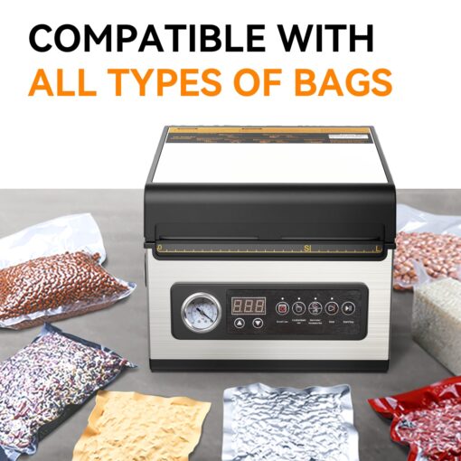 10 inch Chamber Vacuum Sealer and 8" ×12" 200 Count Bag Keeper, ideal for liquid or juicy food including Fresh Meats, Soups, Sauces and Marinades. Visible vacuum degree - Image 6