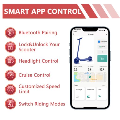 MAXSHOT Electric Scooter for Adults, 8.5"/10" Tires, 19/22Mph, 350W/500W Motor, 21-28 Miles Range, Folding E-Scooter with Dual Suspension,APP(V1/SPRO/MAX) (V1-Sportscooter-7.8Ah) - Image 7