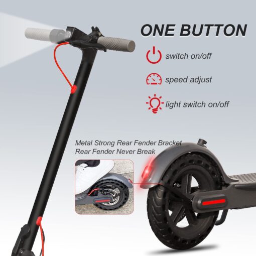 Electric Scooter for Adults - 350W Motor,Up to 19 MPH, 8.5" Solid Tires Portable Foldable Commuting Scooter for Adults with Double Braking System and App, 20 Miles Long-Range - Image 4