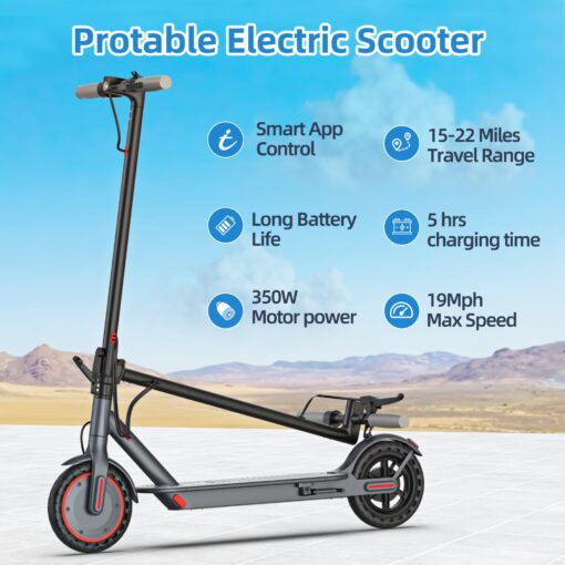 Electric Scooter Adults, Powerful 350W E-Scooter, Max 19 Mph & 19-23 Miles Range Scooters, Folding Scooters with 8.5" Solid Tires, Commuting Scooter Kick Scooter with APP Control - Image 9