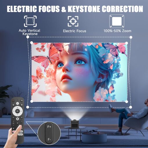 [Netflix Licensed] Ultra Short Throw Smart Projector, 1080P 4K Support, with Wifi6 and BT 5.4, Auto Offset Auto Correction, 700 ANSI , 1.5+32GB Memory for Home Theater/Outdoor Use HY450NTV - Image 6