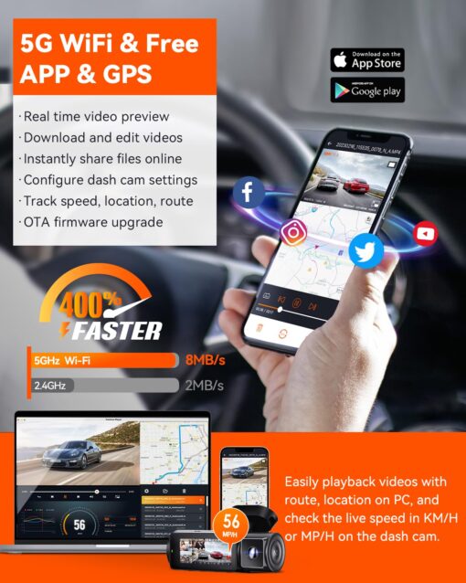 【Bundle: Vantrue N5 4 Channel WiFi Dash Cam + Hardwire Kit】 2.7K+1080P+1080P+1080P Front Rear Inside Camera with Side View, STARVIS 2, Voice Control, GPS, 24hrs Buffered Parking Mode - Image 4