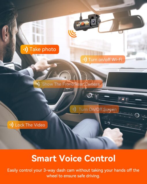 [ Bundle-2 Items: Vantrue N4 Pro 4K 3CH + Hardwire Kit ] True 4K Wi-Fi 3-Channel Dashcam, IMX678 Night Vision, Infrared Cabin Camera, 4K HDR, Voice Control, GPS Car Cam for Taxi Uber Drivers - Image 4