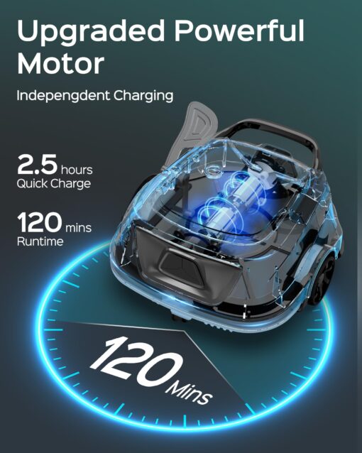 (2025 Upgraded) A1 Cordless Robotic Pool Vacuum, Automatic Pool Vacuum 120mins Running Time,Powerful Suction & Dual Filters, 2.5H Fast Charging, Ideal for Flat Above Pools Up to 1076 Sq.ft - Image 6