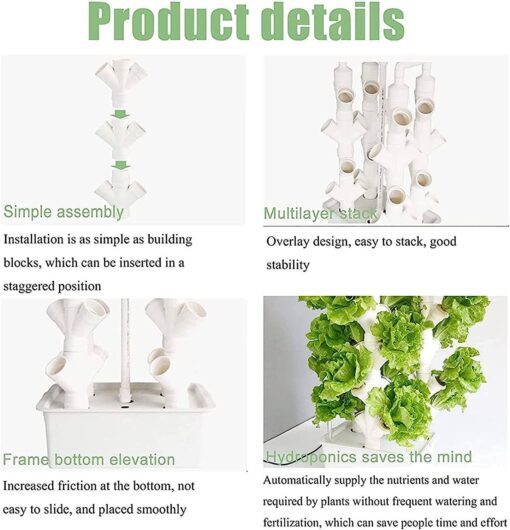 ZXSYYDS Vertical Grow Tower,2/3/4 Columns Hydroponic Growing Kit, Hydroponic Tower Grow System,Vegetable Plant Tower Gift for Gardening Lover - Home Grow Lettuce,Herbs,Veggies & Fruit,16Holes - Image 6
