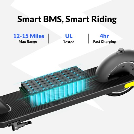 Electric Scooter ZD01, 500W Peak Motor & 19 MPH Electric Scooter Adults, 12-15 Mi Range Electric Kick Scooters, 8.5" Solid Tires, E-Lock & E-Horn, Lightweight Foldable Escooter for Commuter - Image 5