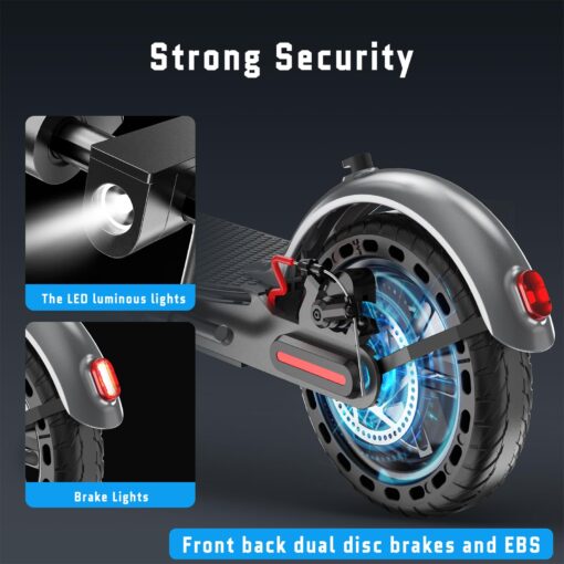 Electric Scooter for Adults - 350W Motor,Up to 19 MPH, 8.5" Solid Tires Portable Foldable Commuting Scooter for Adults with Double Braking System and App, 20 Miles Long-Range - Image 7