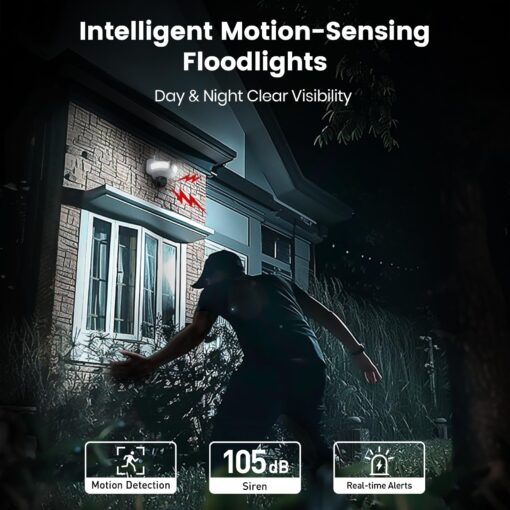 AOSU Floodlight Camera Wired, 3K UHD Security Camera Outdoor, 360° Coverage Surveillance, 24/7 Recording, Motion Detection, 2600-Lumen Motion-Activated Floodlight, Color Night Vision, No Monthly Fee - Image 6
