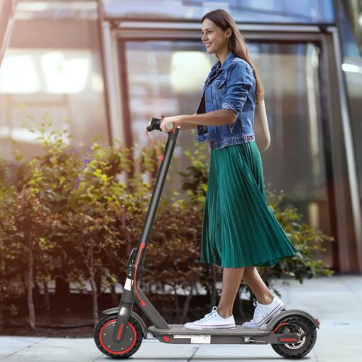 Electric Scooter for Adults - 350W Motor,Up to 19 MPH, 8.5" Solid Tires Portable Foldable Commuting Scooter for Adults with Double Braking System and App, 20 Miles Long-Range - Image 2