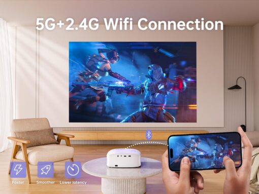 GooDee Smart 4K 1080P Projector - Video Projector with WiFi and Bluetooth, Movie Outdoor Projector for Home Theater Dolby Audio Zoom Portable Projector TV Stick, Netflix/Amazn Prime Video Certified - Image 5
