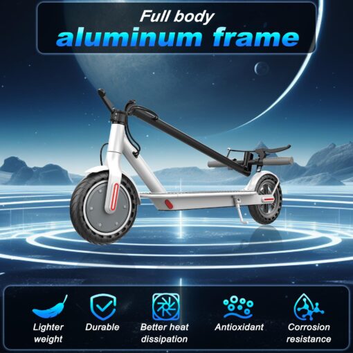 Qlaway 8.5" Aluminum Alloy Frame E Scooter for Adults 20 MPH Sport Escooter 350W Motor, Electric Scooter Up to 22 Miles Range, Bearing 265 LBS/APP Control-White - Image 5