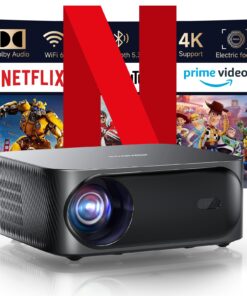 [Netflix-Licensed/Dolby Audio]Outdoor Projector with Wifi 6 and Bluetooth, iSinbox 1080P Native 700ANSI Portable Movie Projector, Built-in Netflix/YouTube/PrimeVideo, Electric Focus Smart Projector