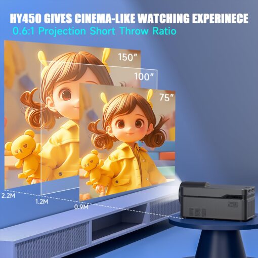 [Netflix Licensed] Ultra Short Throw Smart Projector, 1080P 4K Support, with Wifi6 and BT 5.4, Auto Offset Auto Correction, 700 ANSI , 1.5+32GB Memory for Home Theater/Outdoor Use HY450NTV - Image 7