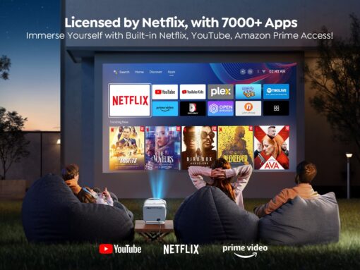 [Netflix Licensed/Dolby Audio] YABER V12 Projector with WiFi6 and Bluetooth 5.2, 700 ANSI 1080P Outdoor Movie Projector, 20W Speakers, Auto Focus & Keystone, Smart Home Theater Projector with Apps - Image 7