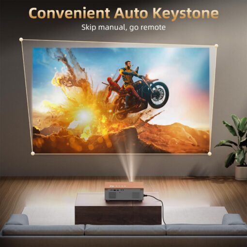 [Electric Focus/Auto Keystone] Projector with Wifi and Bluetooth, 800ANSI Native 1080P Portable Outdoor Movie Projector, Smart Home Proyector 4K Support for HDMI/USB/iOS/Android/Phone/PC, Retro Design - Image 9