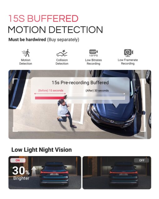 [Bundle-3 Items: Vantrue E1 Pro Dash Cam & Hardwire Kit & 256GB SD Card] 4K Mini Dashcam Front, STARVIS 2 IMX678 Night Vision HDR, - Image 4