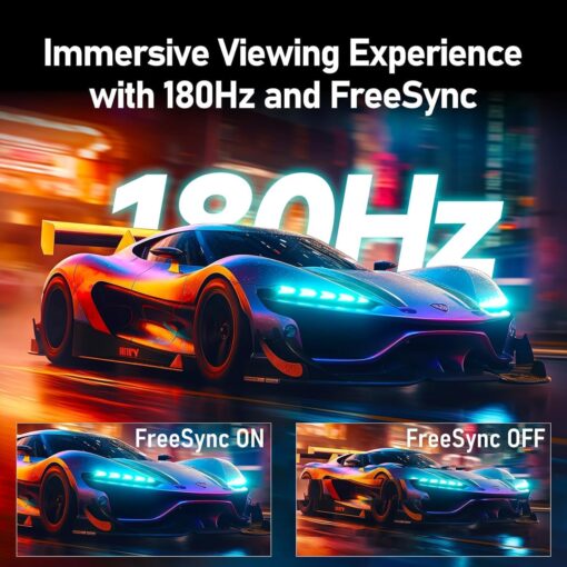 ZZA 32-Inch QHD Curved Gaming Monitor - 2K Resolution, 165Hz/180Hz Refresh Rate, 1ms Response Time, FreeSync & G-Sync, HDR10, 122% sRGB Coverage, DP/HDMI, VESA Mount Compatible - Image 4