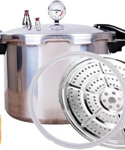 15 Quart Pressure Canner Cooker & all american pressure canners for canning & water bath canner | Pressure Gauge & Pressure Regulator | Compatible:natural gas-open flame & With 1 steaming tray