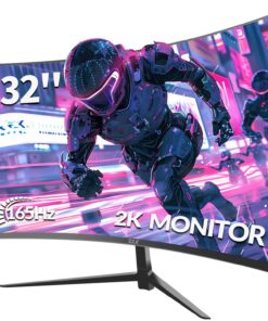 ZZA 32-Inch QHD Curved Gaming Monitor - 2K Resolution, 165Hz/180Hz Refresh Rate, 1ms Response Time, FreeSync & G-Sync, HDR10, 122% sRGB Coverage, DP/HDMI, VESA Mount Compatible