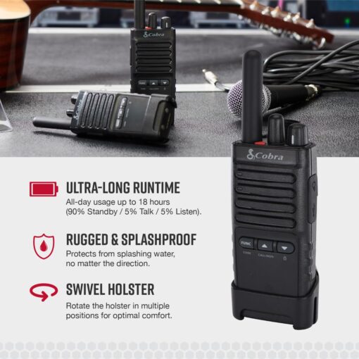 Cobra PX650 BCH6 - Professional/Business Walkie Talkies - Rechargeable, 300,000 sq. ft/25 Floor Range, Dust Protected and Splashproof (IP54 rating), Two-Way Radio Set (6-Pack) - Image 4