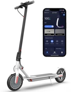 Qlaway 8.5" Aluminum Alloy Frame E Scooter for Adults 20 MPH Sport Escooter 350W Motor, Electric Scooter Up to 22 Miles Range, Bearing 265 LBS/APP Control-White