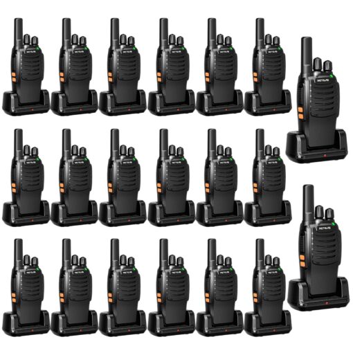 Retevis H-777 2 Way Radios Walkie Talkies Long Range, Rechargeable Two Way Radios, Hand Free Adults Walkie Talkies with Charging Base(Black, 20 Pack)