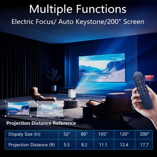 [29" Foldable stand] Portable Projector with WIFI and Bluetooth, Outdoor Movie Projector with Native 1080P, 600 ANSI, Electric Focus, Auto keytone, Dolby Audio, Smart Projector with Built in APPS - Image 9