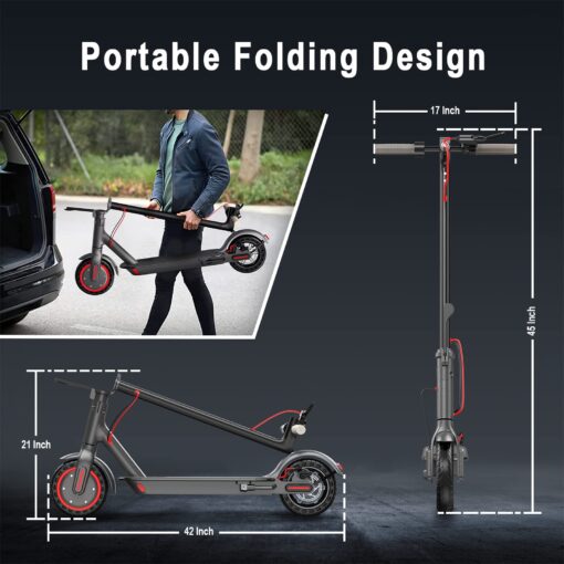 Electric Scooter for Adults - 350W Motor,Up to 19 MPH, 8.5" Solid Tires Portable Foldable Commuting Scooter for Adults with Double Braking System and App, 20 Miles Long-Range - Image 3