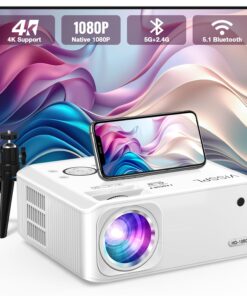 [6D/4P/4K] Projector with WiFi and Bluetooth, VISSPL 4K Supported Video Projector, Electric Keystone, Home Theater Movie Phone Projector Compatible with Android/iOS/Windows/TV Stick/HDMI/USB