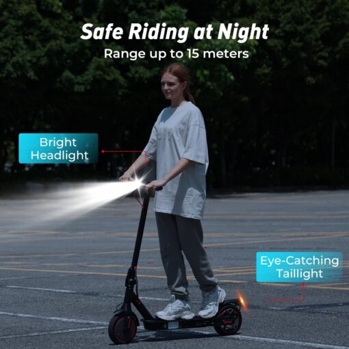 iScooter Electric Scooter 2024, 18Miles Travel Range, 19 Mph Top Speed, Foldable Scooter Electric with 8.5 Inch Solid Tire, Smart APP, Double Braking Systems for Teenage and Adults - Black - Image 4