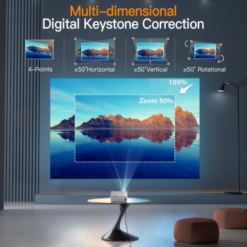 [6D/4P/4K] Projector with WiFi and Bluetooth, VISSPL 4K Supported Video Projector, Electric Keystone, Home Theater Movie Phone Projector Compatible with Android/iOS/Windows/TV Stick/HDMI/USB - Image 5