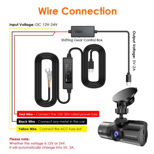 【Bundle: Vantrue S1 PRO Dual Dash Cam + Vantrue Hardwire Kit】 Vantrue S1 Pro 2.7K Front and Rear 5G Wi-Fi Dash Cam, 1944P Dual Hidden Dash Camera for Cars, STARVIS 2, Voice Control - Image 3
