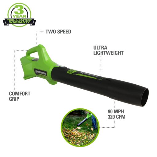 Greenworks 48V 17" Cordless Electric Lawn Mower, Leaf Blower, (2) 4.0Ah Batteries and Rapid Charger - Image 5