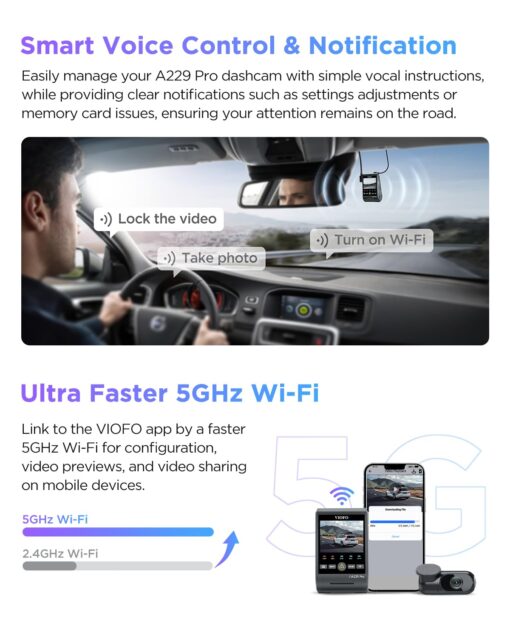 【Bundle: VIOFO A229 Pro 2CH + HK4 Hardwire Kit with 8pcs Fuse Tap】 VIOFO A229 Pro 4K HDR Dash Cam, Dual STARVIS 2 IMX678 IMX675, 4K+2K Front and Rear Car Camera, 2 Channel with HDR, 5GHz WiFi GPS - Image 6