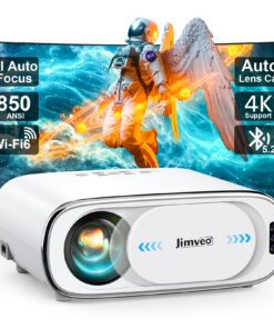 [AI Auto Focus+Auto Lens Cap]Outdoor-Projector 4K with WiFi 6and Bluetooth:Upgrade 1100 ANSI Native 1080P Jimveo Portable Projector, Auto 6D Keystone&Zoom,Home LED Movie Projector for Outdoor/Home Use