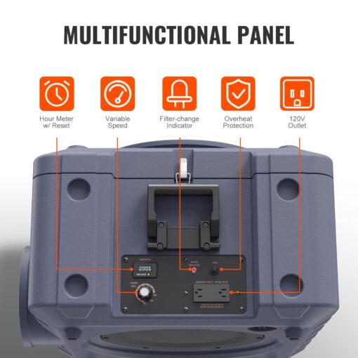 VEVOR Air Scrubber with 3-Stage Filtration, Stackable Negative Air Machine 550 CFM, Air Cleaner with MERV10, Carbon, H13 HEPA, for Home, Industrial and Commercial Use - Image 7