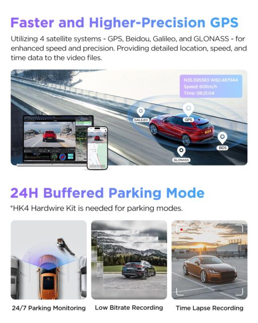 【Bundle: VIOFO A229 Pro 2CH + HK4 Hardwire Kit with 8pcs Fuse Tap】 VIOFO A229 Pro 4K HDR Dash Cam, Dual STARVIS 2 IMX678 IMX675, 4K+2K Front and Rear Car Camera, 2 Channel with HDR, 5GHz WiFi GPS - Image 5