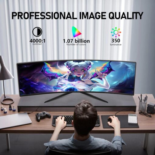 ZZA Curved Ultrawide Monitor 34 Inch,Gaming Monitor 3440 x 1440P R1500 up to165Hz(DP)/144HZ (HDMI),PC Monitors 1ms, FreeSync & G-Sync,HDR 10,122% sRGB,Computer Monitor VESA Mount Compatible - Image 5