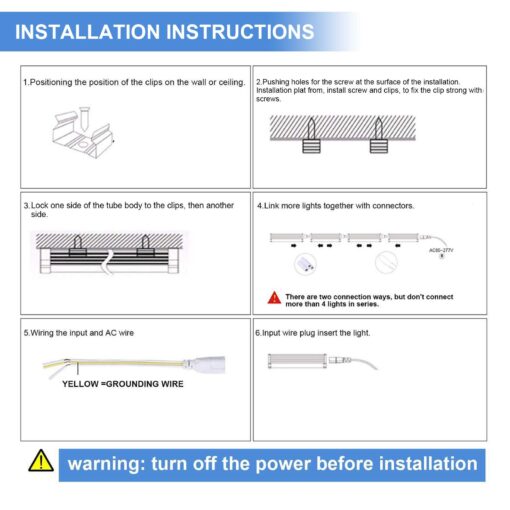 10-Pack 8ft LED Shop Light Fixture - 90W T8 Integrated LED Tube Light - 6500K 12000LM V-Shape Linkable - High Output - Clear Cover - Plug and Play - 270 Degree Lighting for Garage, Shop, Barn - Image 4