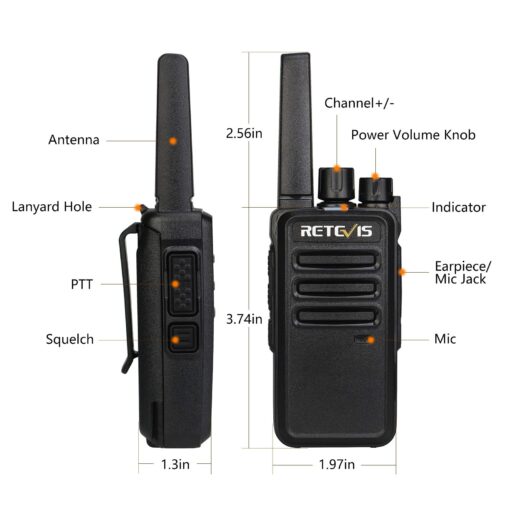 Retevis RT68 Walkie Talkies with Earpiece,2 Way Radios Long Range,Heavy Duty Walkie Talkies for Adults,Rechargeable with USB Charger Base, for Restaurant School Manufacturing Healthcare(20 Pack) - Image 5