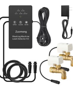 Zuomeng Washing Machine Water Leak Detector Kit with Dual Power Supply, Precise Sensor, Automatic Shut-Off Hot & Cold Valves 3/4" 90° , Alarm Sound and Alarm Light