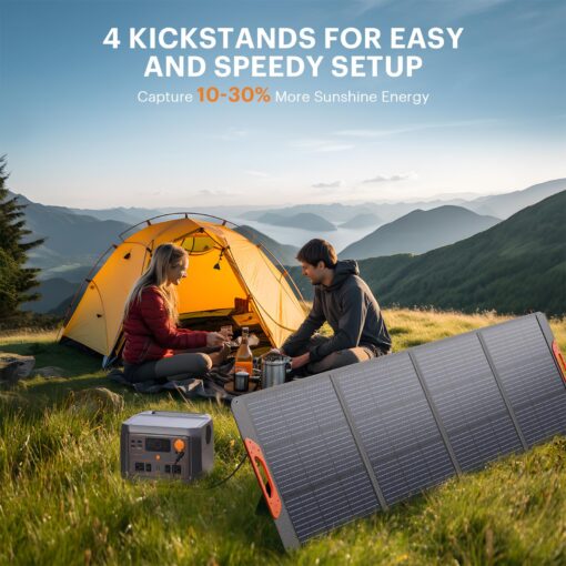 ZOUPW 200 Watt Portable Solar Panel for Power Station,Camping Essentials,200W 20V Foldable Solar Panel with Solar Cable,23.5% High Efficiency IP67 Waterproof 4 Kickstands for Camping RV Blackout - Image 3