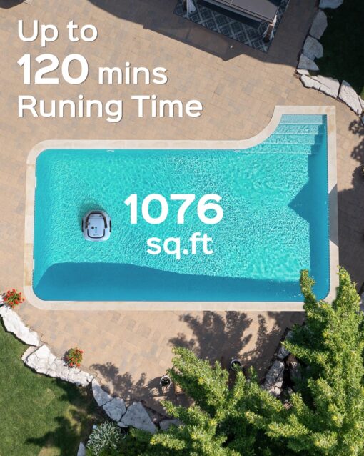 (2025 Upgraded) A1 Cordless Robotic Pool Vacuum, Automatic Pool Vacuum 120mins Running Time,Powerful Suction & Dual Filters, 2.5H Fast Charging, Ideal for Flat Above Pools Up to 1076 Sq.ft - Image 2