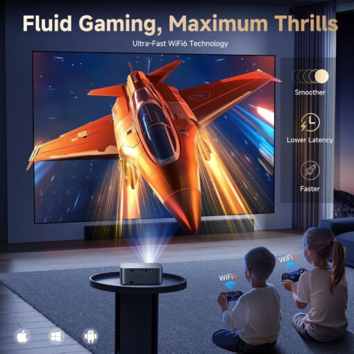 [Netflix-Licensed/Dolby Audio]Outdoor Projector with Wifi 6 and Bluetooth, iSinbox 1080P Native 700ANSI Portable Movie Projector, Built-in Netflix/YouTube/PrimeVideo, Electric Focus Smart Projector - Image 3