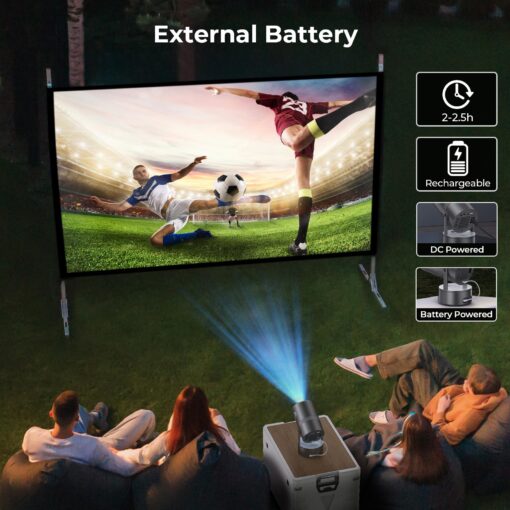 [Built-in Battery] Mini Projector with Wifi and Bluetooth, 4K 1080P Supported 270° Rotatable 150'' Screen Auto Keystone Home Outdoor Portable Smart Projector for Phone/TV/Laptop/HDMI, Iron Grey - Image 7